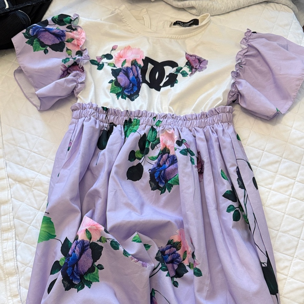 Dolce & Gabbana White Top with Purple and Pink Floral Design